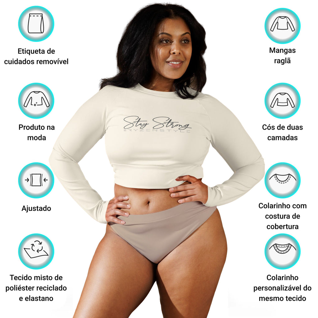 'STAY STRONG' LONG SLEEVE CROP-TOP