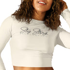 'STAY STRONG' LONG SLEEVE CROP-TOP