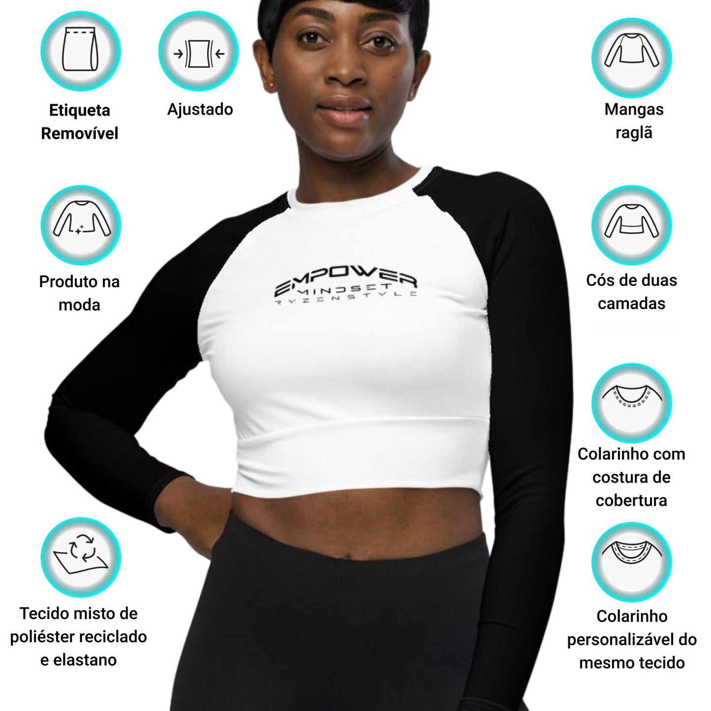 CROP-TOP MANGA COMPRIDA ‘EMPOWER MINDSET’