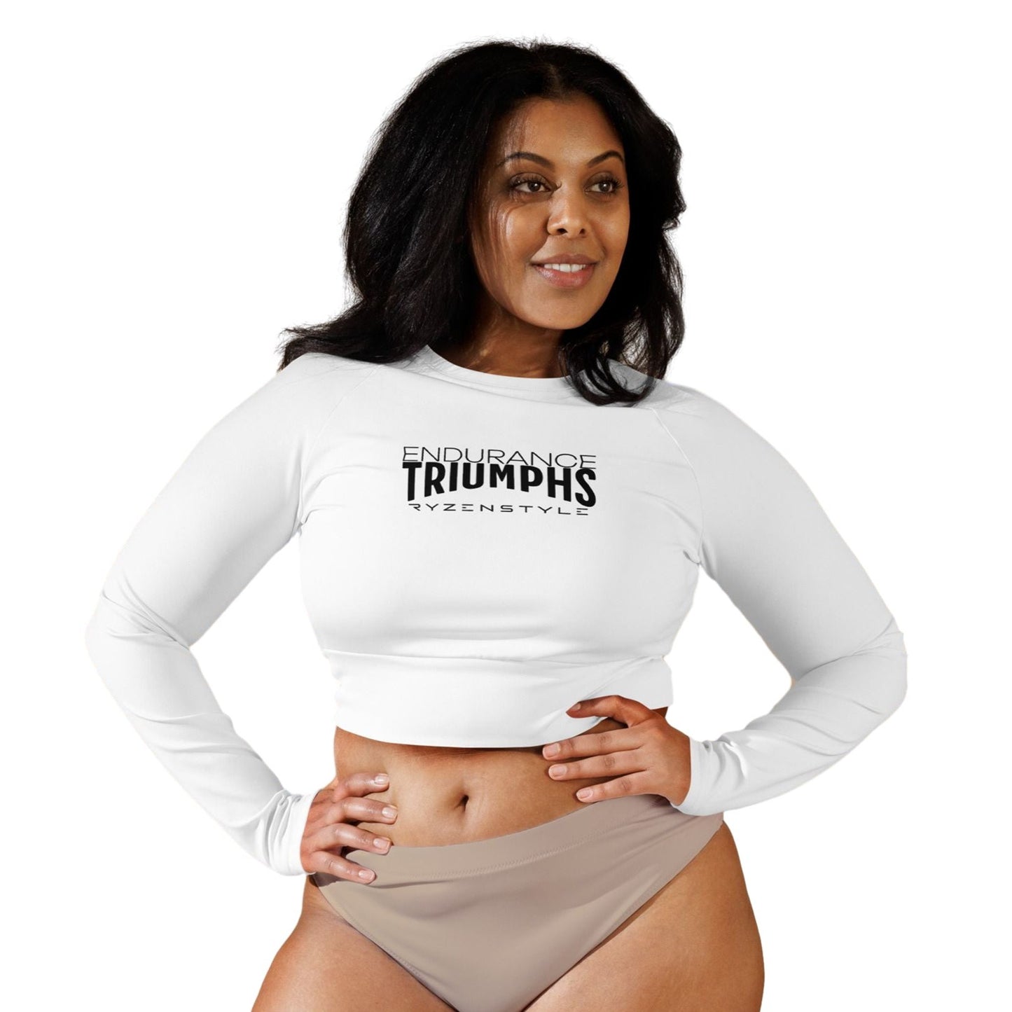 LONG SLEEVE CROP-TOP 'ENDURANCE TRIUMPHS'