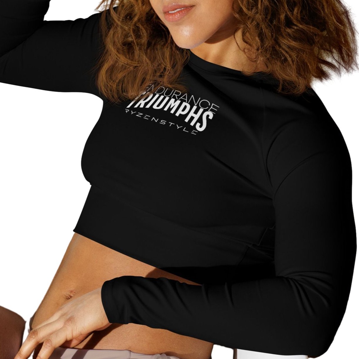 LONG SLEEVE CROP-TOP 'ENDURANCE TRIUMPHS'