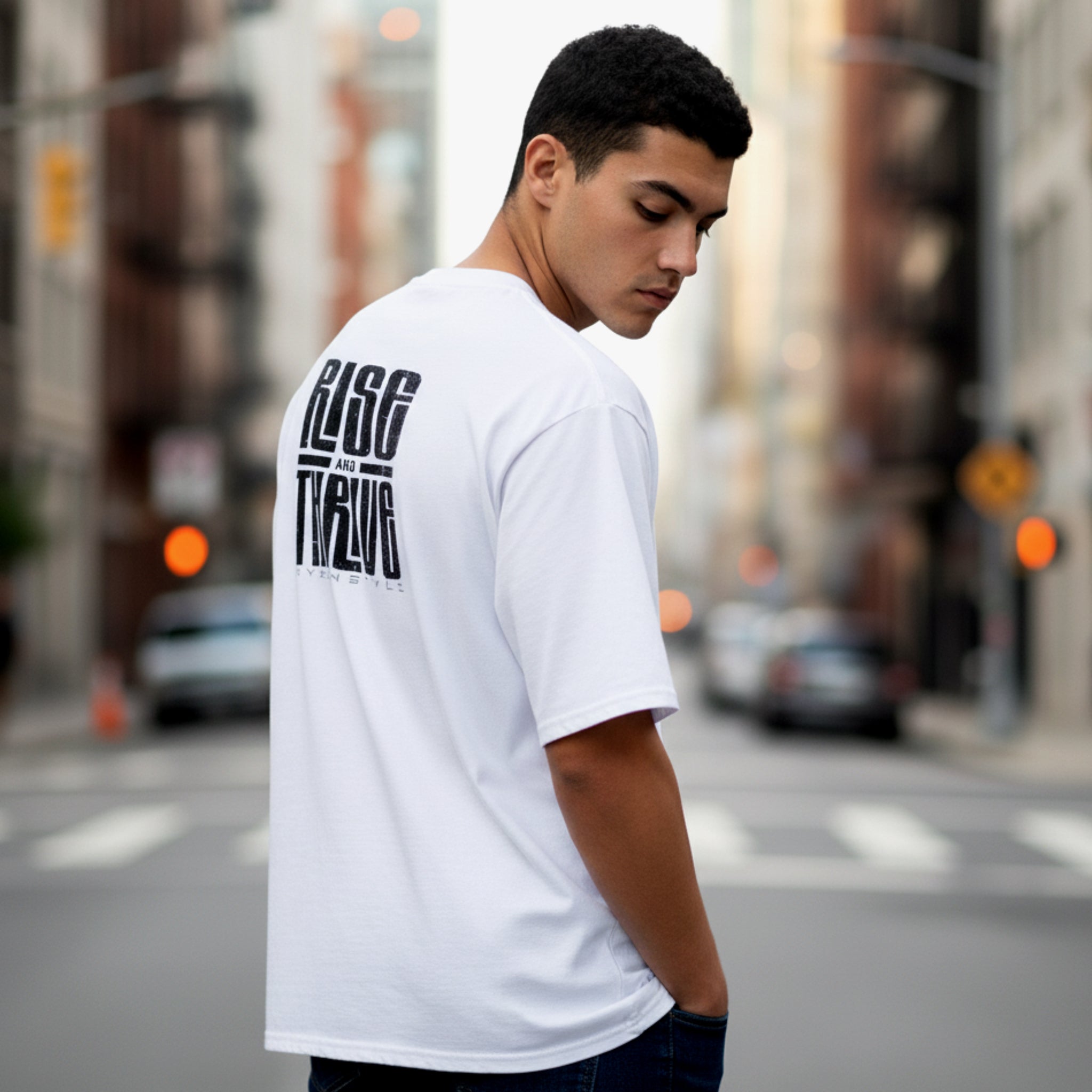 T-SHIRT OVERSIZE 'RISE AND THRIVE'