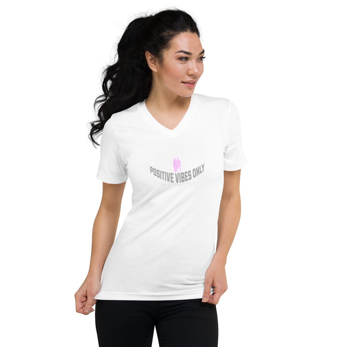 T-SHIRT GOLA V ‘POSITIVE VIBES ONLY’