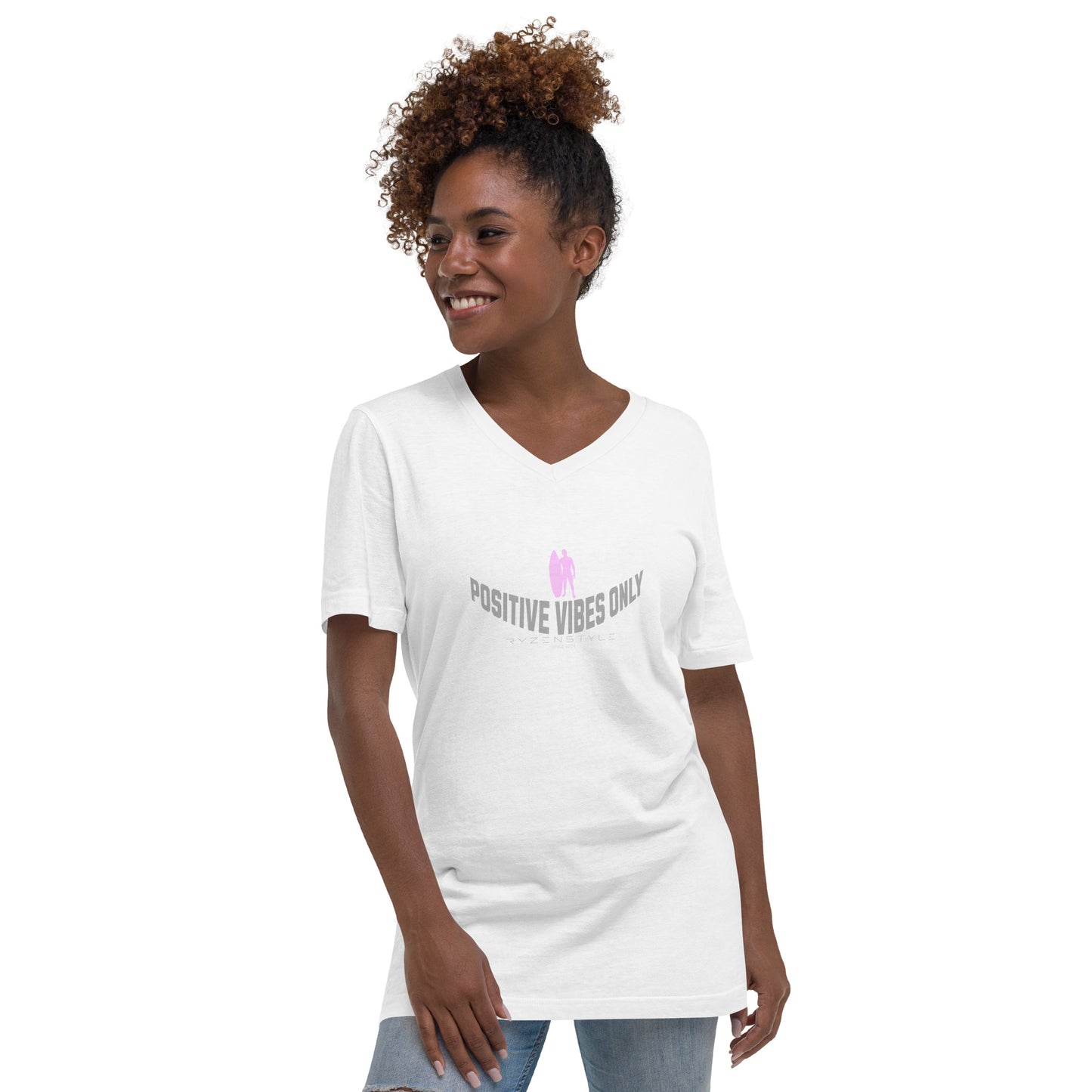 T-SHIRT GOLA V ‘POSITIVE VIBES ONLY’