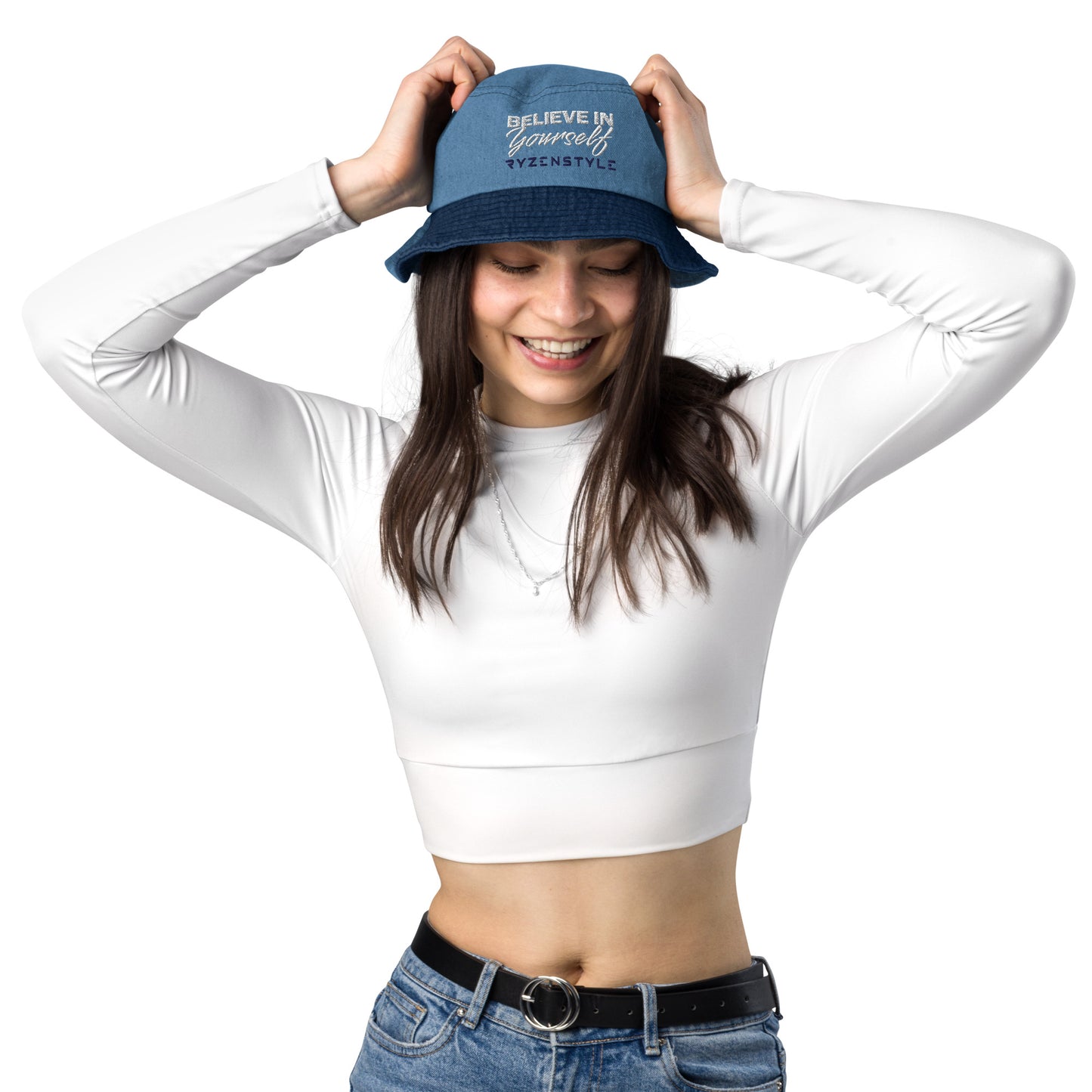 CHAPÉU BUCKET JEANS ‘BELIEVE IN YOURSELF’