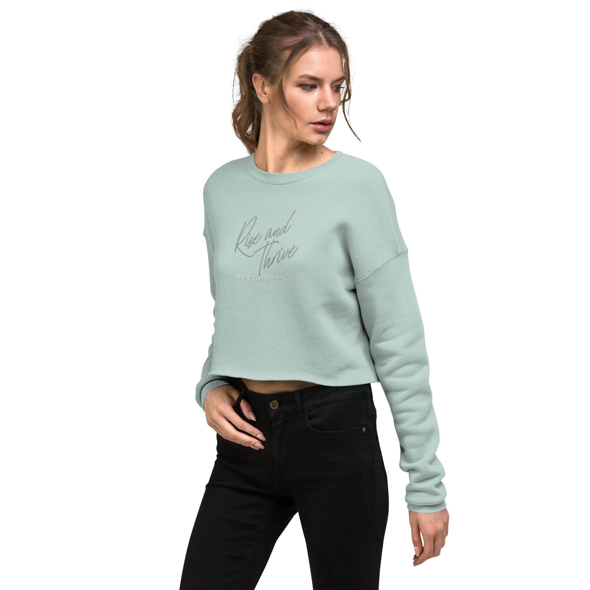 SWEATSHIRT CROP ‘RISE AND THRIVE’
